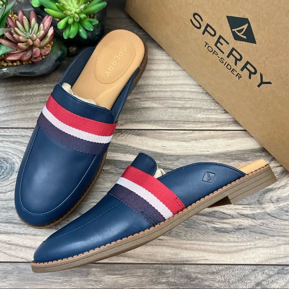 Sperry Shoes - NIB Sperry Waypoint Leather Mule Slip On Shoes 8M Navy Memory Foam